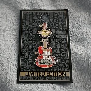 NWT - Hard Rock Cafe - Houston - Limited Edition Holiday Guitar Pin